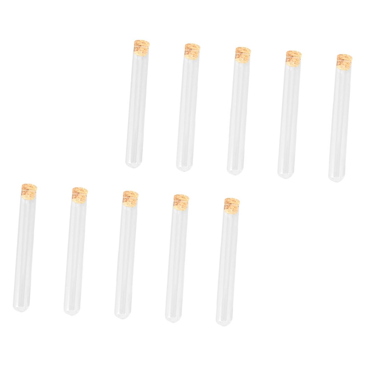 Amosfun 10 Sätze Reagenzglas Chemie Experimente Bissn Zubehör Für Laborreagenzgläser Fläschchen Mit Korken Links Glasvasen Probenflaschen Reagenzgläser Hölzern 10 Stück * 10