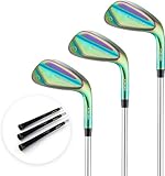 T WINSOLOGY Juego de cuñas de arena de golf, cuñas de 50/54/58 grados, palos de golf para hombres y mujeres, cuñas de lanzamiento para mano derecha, regalo de golf (color negro)