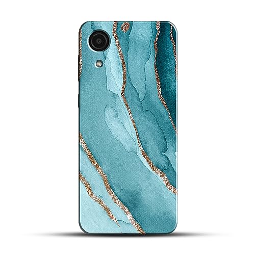 Image of COLORflow Back Cover Compatible with Samsung Galaxy A03 Core | Beautiful Blue Marble Golden Stripes | Designer Printed Hard CASE Bumper Back Cover Compatible with Samsung Galaxy A03 Core