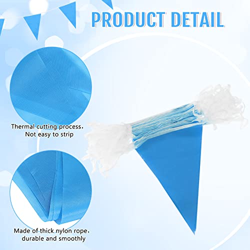 Image of Preboun 400 ft Solid Pennant Banner Flags 240 Pcs String Hanging DIY Triangle Bunting Bulk Garland for Grand Opening Carnival Birthday Party Decoration Outdoor(Blue)