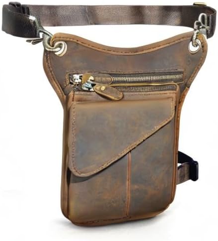 Canvas + Leather Motorcycle Travel Fanny Waist Pack Drop Thigh Leg Bag Pouch For Men Women FB2141 - Image 8