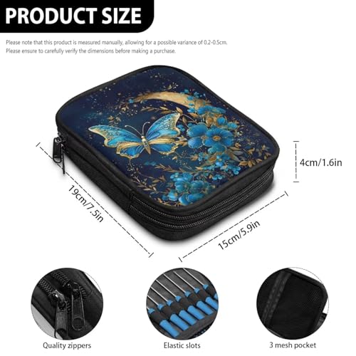 Image of Moon Butterfly Crochet Hook Case - Portable Storage With Web Pockets for Knitting Needles and Supplies