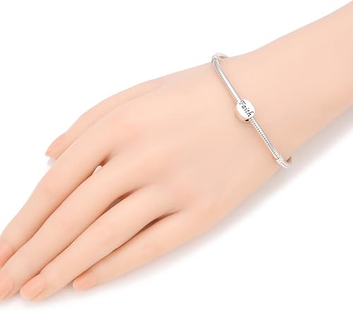 Miniatura 3 de 40 cuentas de fe con agujero grande suelto (tamaño del agujero de 0.177 in) aretes de tono plateado antiguo, pulsera, collar, tobillera, fabricación