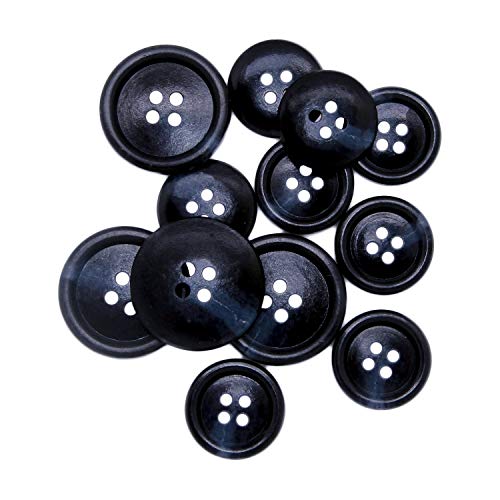 Buttonmode Premium Suit Buttons 16Pc Set Has 4 Buttons Measuring 20Mm (Over 3/4 Inch) For Jacket Front, 12 Buttons Measuring 15Mm (5/8 Inch) For Jacket Sleeves And Dress Pants, Blue Navy, 16-Buttons #TOP1