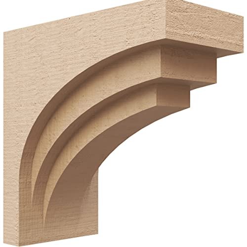 7"W x 14"D x 14"H Classic Rockford Rough Cedar Woodgrain TimberThane Corbel, Primed Tan
