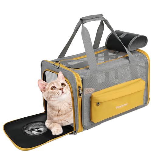 Pawinner ペットキャリー 中小型の犬や猫 45CMx30CMx30CM 折りたたみ可能 なペット用キャリーケース 手提げ ショルダーバッグ 2-in-1 通風設計 防汚 防水 車載 受診 移動 旅行 屋内 屋外