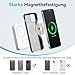 Powerbank für Magsafe, Magnetische Power Bank 12000mAh, 22.5W USB-A Ausgabe,Kabelloses Tragbares Ladegerät mit Typ-C-Eingang & Ausgang,Externe Handyakkus LED-Anzeige für iPhone 17/16/15/14/13/12,Weiß