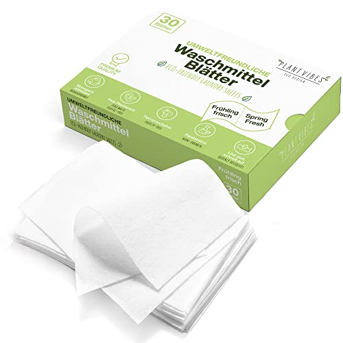 Plantvibes Biologisch Abbaubar Waschmittel Blätter - Laundry Detergent Sheets Streifen Blatt Umweltfreundlich - Perfekt zum Fleckenentferner Kleidung - Spring
