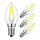 HzSane 2W LED Filament C7 Night Light Bulb, 6000K Daylight White 200LM, E12 Candelabra Base Lamp C7 Mini Torpedo Shape, 15W Incandescent Replacement, 360 Degrees Beam Angle, Non-dimmable, 4 Pack