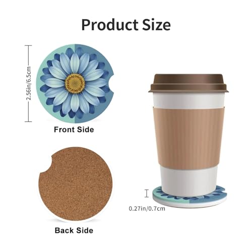 Portavasos para auto cerámico 2 piezas diseño azul floral miniatura 3
