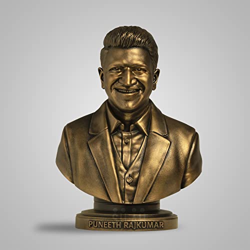 Image of SILAII Dr. Puneeth Rajkumar Sculpture - Antique Bronze Tribute to Kannada Film Legend - Handcrafted Collectible