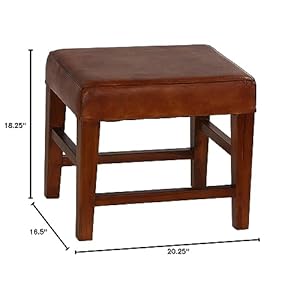 Bare decor alvin genuine leather ottoman with solid teak wood legs brown  urban country home decor