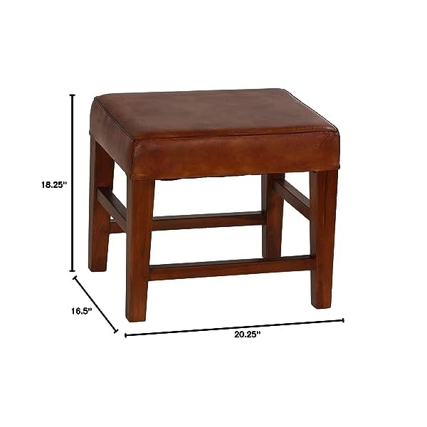 Bare decor alvin genuine leather ottoman with solid teak wood legs brown  urban country home decor
