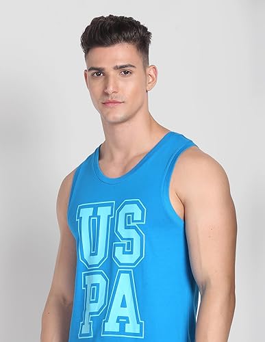 Image of U.S. Polo ASSN. Men's IYBD Brand Print Cotton Vest - Pack of 1