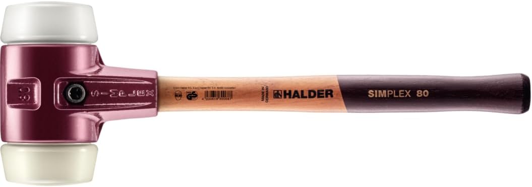 Halder 3078080 Soft-Face Mallet with Cast Steel Superplastic/Nylon Housing, Multi-Colour, 80 mm