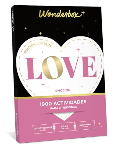 WONDERBOX - Caja Regalo Love Emoción - Sorprende A Quien Amas, Regalos Originales Para Parejas, Ideas Regalo Mujer, Ideas Regalo Hombre, Vivir Experiencias Juntos.