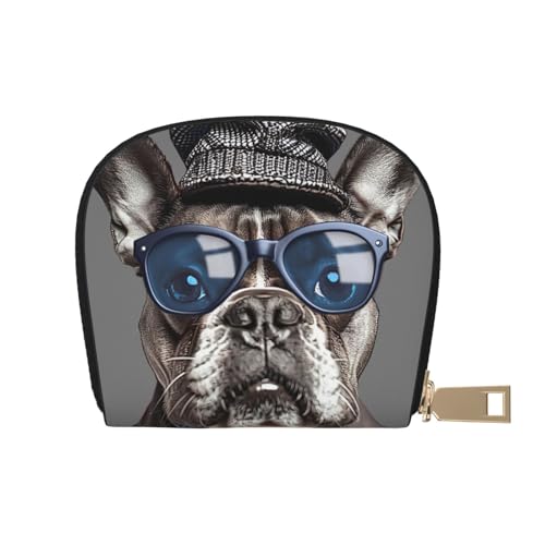 French Bulldog Cartoon Printed Credit Card Wallet for Women Men Cute Zipper Card Cases Holder Mini Coin Purse with 12 Card Slots