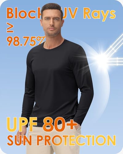 Boladeci Men's UPF 80+ Sun Shirts Long Sleeve Lightweight UV Protection SPF Shirts Rash Guard Swim T-Shirts2