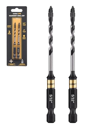 toolant 5/32 Serrated Eccentric Masonry Drill Bit Set(2pcs) Four Edge Concrete Drill Bits for Glass Tile Brick Cement Concrete Plastic Industrial Strength Carbide Drill Bit Tip