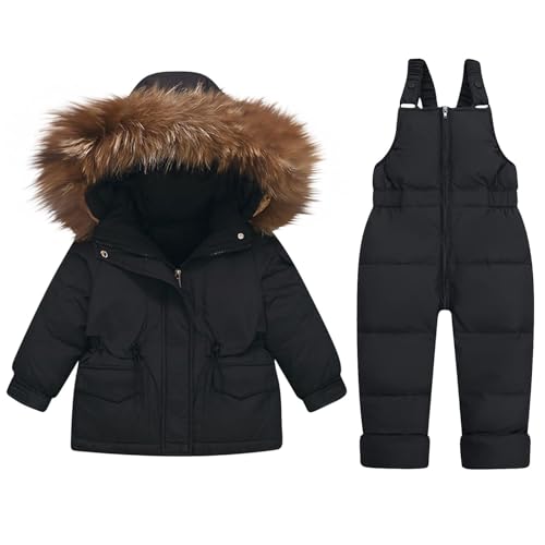 YRAETENM Toddler Snowsuit Baby Boys Girls Winter Ski Suits Clothes Waterproof Warm Hooded Puffer Jacket and Snow Bib Pants