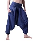 One Size - Einheitsgröße KUNST UND MAGIE Unisex Orientalische Haremshose Pluderhose Pumphose, Farbe:Blau