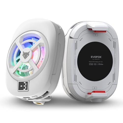 Image of EvoFox Hailstone S Phone Cooler for Gaming | 15W 3 Level Cooling | 5000 RPM 7-Blade| Clamp Mount | RGB | Semiconductor Tech | Type-C Powered & Display | Compatible for Android and iPhones (White)