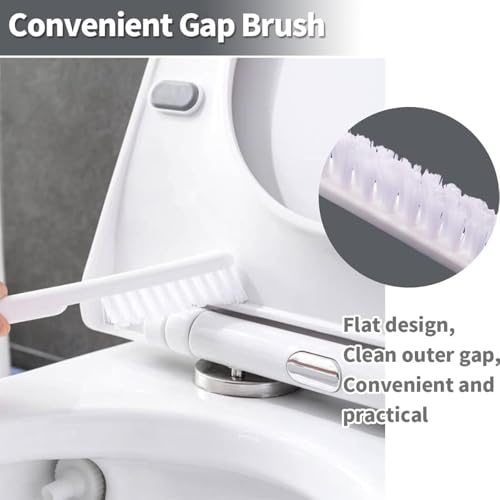 Image of Wall Mounted Bathroom Cleaning Brush Holder Set with Toilet Brush, Long Handle Floor Scrubber, Multi Purpose Cleaning Tools Organize (3 in 1 Toilet Cleaner Brush)