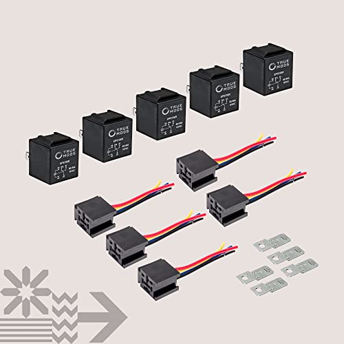 5 Pack Bosch Style 5-Pin 12V Relay Kit [60/80 Amp Heavy Duty] [Interlocking Harness Socket Holder] [12 Awg Hot Wires] [Spdt] 12 Volt Automotive Relays For Auto Fan Cars #TOP6