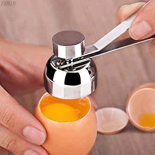 Stainless Steel Egg Cracker Tool - Handheld Egg Cracker Holder Container Egg Topper Eggshell Cutter - Double Egg Opener Topper Cutter - Egg Shell Opener Topper Cutter For Breakfast Kitchen Gadgets #TOP4