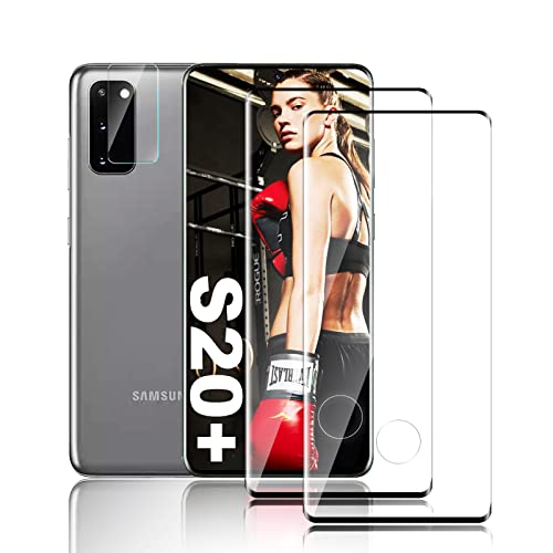 Displayschutzfolie aus Hartglas für Samsung S20 Plus, [2 Stück] [blasenfrei] [9H Härte] [kompatibel mit Fingerabdruckleser] [Linsenschutz] für Samsung Galaxy S20 Plus Hartglas Cover