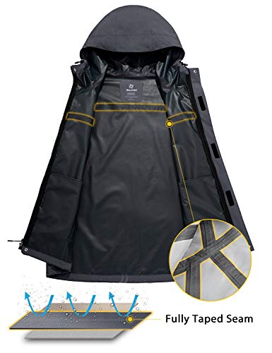 Wantdo Men's Rain Gear Waterproof Rain Jacket Outdoor Shell Rain Coat Gray M