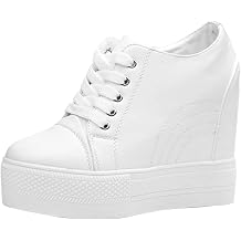 ACE SHOCK Women Wedges Sneakers with Hidden Heel Ankle High Platform Walking Shoes Fashion Bride Wedding Shoes