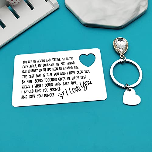 Valentines Gifts for Men Engraved Wallet Insert Card for Boyfriend Husband Wedding Anniversary Card Gifts Christmas Fathers Day Birthday Gifts I Love You Gifts for Him Fiance