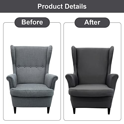 Qelus Wing Back Slipcover Chair Cover,Plush Chair Covers Armchair,Furniture Covers Protector for Living Room Bedroom Decoration (Dark Gray) - Image 4