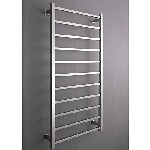 ZQFIDFYR Towel Warmer Wall-Mounted 11 Bar Electric Heated Towel Rail Radiator, 304 Stainless Steel Electric Heated Towel Rack Bathroom Drying Rack, Polished Finish (Plug in)