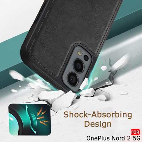 Image of TheGiftKart Genuine Leather Finish Back Cover for OnePlus Nord 2 5G / OnePlus Nord 2 Pac-Man Edition | Shockproof Design | Camera & Screen Protection | Stunning Minimalist Design Back Case (Black)
