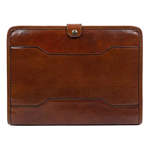 Time Resistance Hand-Crafted Full Grain Leather Documents Holder Leather Organizer Portfolio Laptop Holder (Amber) Cover