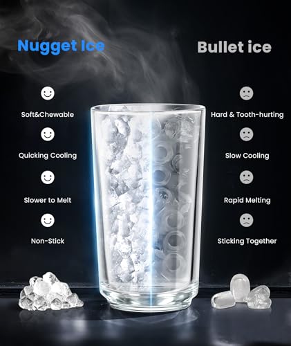 Image of Countertop Nugget Ice Maker, 44lbs /24H Nugget Ice Machine Countertop | Chewable Ice Maker Machine with Ice Dispenser, 2.4L Water Reservoir, Self-Cleaning, Ideal for Kitchen /Bar /Office, D-Silver