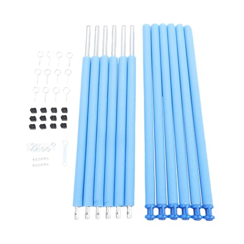 Semokia 6PCS Trampoline Replacement Poles - Blue Universal Trampoline Poles, Trampoline Net Column Poles, Rust-Proof Galvanized Steel Enclosure Poles with Foam Padding & Caps Fits 6-Pole Trampolines