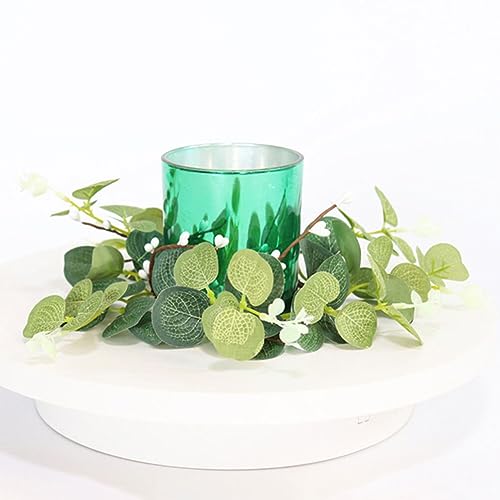Cabilock Anéis De Vela De Eucalipto Artificial Grinaldas 8Cm Decoração De Páscoa Pilares Castiçal Bo
