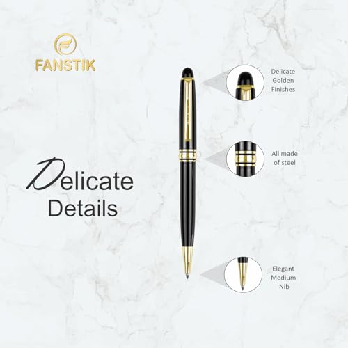 FANSTIK Customized BallPoint pen with name (MADE IN USA), stainless steel, black and gold, luxury engraved pen personalized for men and for women. (BallPoint Black-Gold) - Image 4