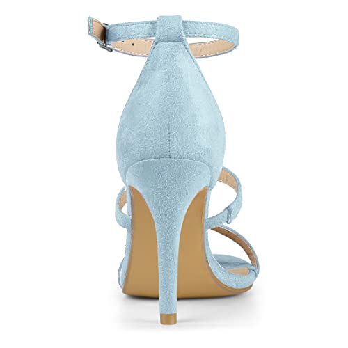 Allegra K Allegra K Women's Open Toe Triple Straps Stiletto Heel Sky Blue Sandal 9 M US
