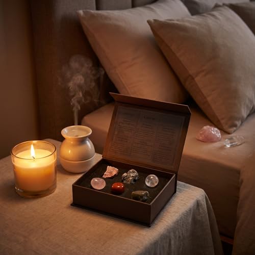Juliful Unic Cancer Zodiac Energy Set - 6 Intuitive Crystals for Emotional Balance, Protection & Nurturing | Gift for Women & Zodiac Lovers | Moonstone, Sunstone + 4 More in Luxury Box — view 3