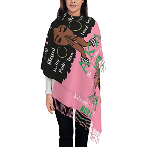 Pink And Green Aka Scarf Sorority Gifts For Women Girls Fashion Large Scarfs For Summer Fall Winter Shawls Wraps With Tassel, One Size #TOP2
