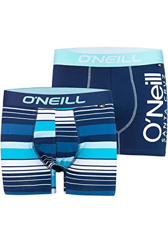 O'Neill Herren | Boxer-Short | Basic-Line | 2er Set | für jeden Tag (Stripes - Multi Stripe/Marine, L)