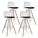 IDMarket - Lot de 4 tabourets de Bar SARA Bicolore Blancs Coussin Noir