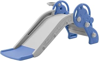 Kids Slide with Basketball Hoop, Kid Play Climber Slide Playset, Freestanding Slide Climber Playset Toy, Indoor Slide for Toddlers Age 1-3