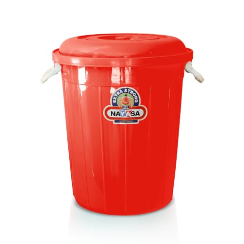 Image of Nayasa Bucket 102 with Lid- 100 Ltrs, Plastic Water Storage Bucket| Unbreakable Multipurpose Storage, Red