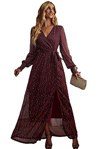 Robe bohémienne sexy à lacets tissu léger bordeaux pour un look de fête sensuel