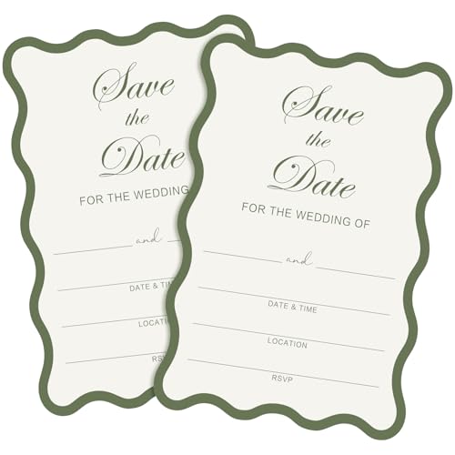 Eaasty 50 Pcs Save the Date Wedding Invitations Cards Sage Green 4 x 6 Inch Fill in Mr & Mrs Celebration Invite Postcard for Baby Bridal Shower Engagement Birthday Party Anniversary Favor Supplies